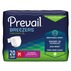 Prevail Breezers Unisex Adult Incontinence Brief, Disposable, Heavy Absorbency 36031836 69691922