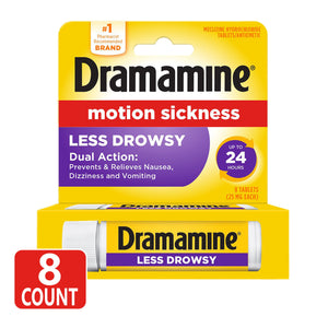 Dramamine All Day Less Drowsy, Motion Sickness Relief, 8 Count 19754003