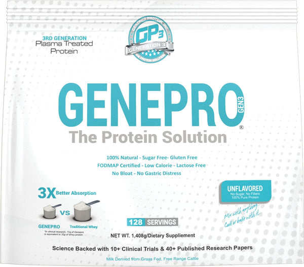 Genepro Unflavored Protein Powder - New Formula - Lactose-Free, Gluten ...