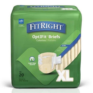 Medline FitRight OptiFit Ultra Disposable Brief, X-Large 59" to 66", 20ct Bag