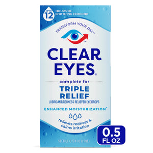 Clear Eyes Triple Relief Lubricant Eye Drops, 0.5 fl oz 18344582