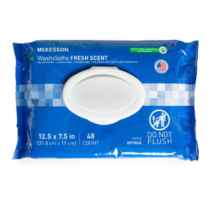 McKesson Washcloth Wipes, Scented - Disposable Wet Wipes for Adults - Alcohol-Free, Paraben-Free - No-Rinse Formula 34046844