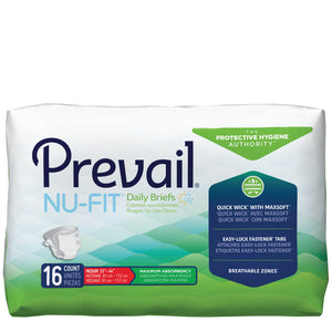 Prevail Nu-Fit Incontinence Daily Briefs, Maximum Absorbency, Refastenable Tabs 94407385 78133843 90191461