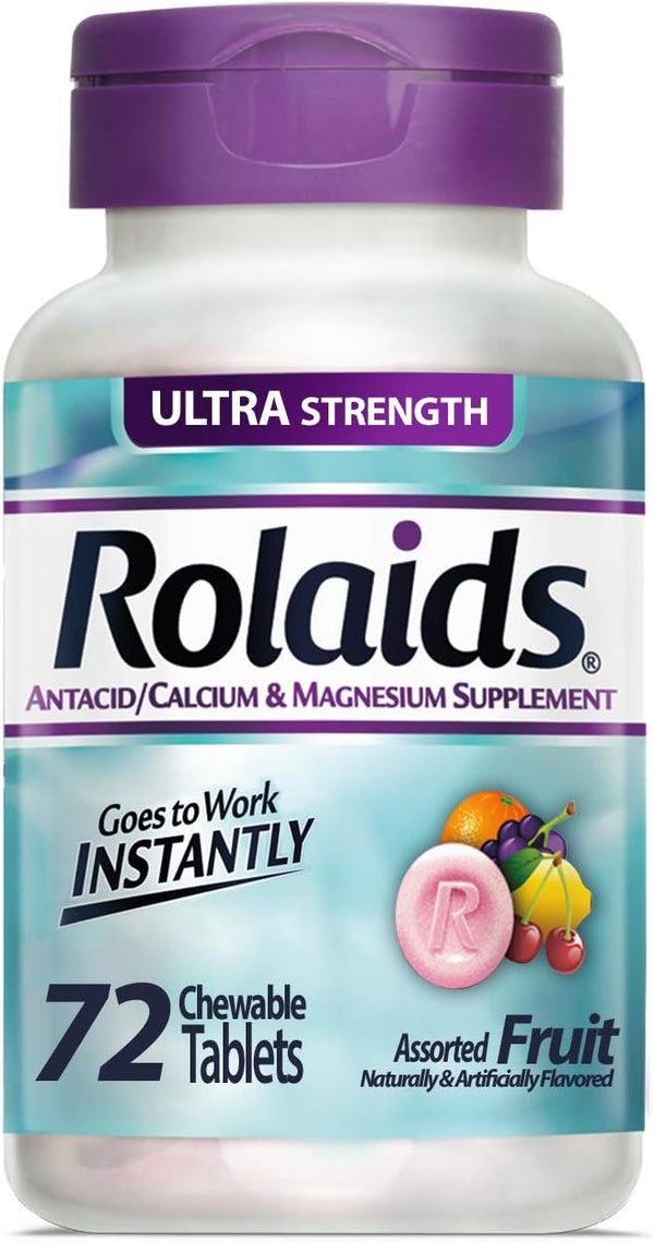 Rolaids Ultra Strength Antacid/Calcium Magnesium Supplement, Fruit Flavor, 72 Tablet Bottle 48238112