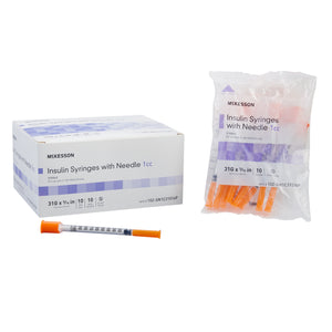 McKesson Standard Insulin Syringe With Needle, 1 ML 5/16 Inch 31 Gauge, Case of 500 91729507