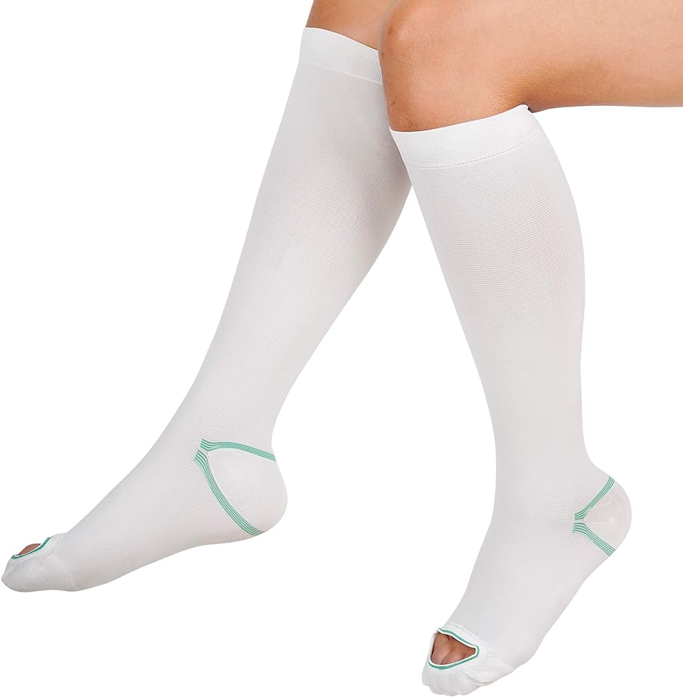 Embolic Toes T.E.D. Anti-embolism Stockings, White, Knee-High, Inspection Toe
