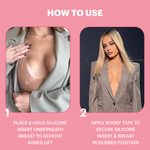 Booby Tape Silicone Breast Inserts, Reusable Push Up Breast Enhancer Pads for the Perfect Breast Lift and Cleavage, Latex-Free, A-F Cup Size, 1 Pair 55756756