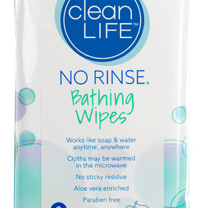Cleanlife Products No-rinse Bathing Wipes, Alcohol-Free, 8 x 8 Inch, Aloe, Scented 80106004