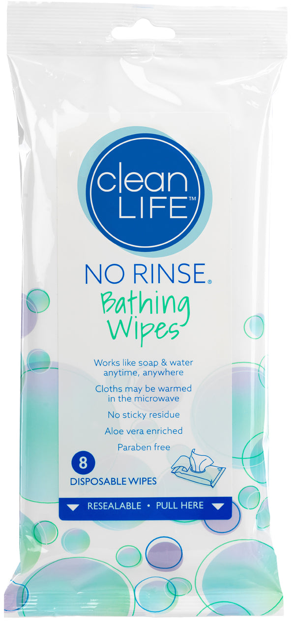 Cleanlife Products No-rinse Bathing Wipes, Alcohol-Free, 8 x 8 Inch, Aloe, Scented 80106004