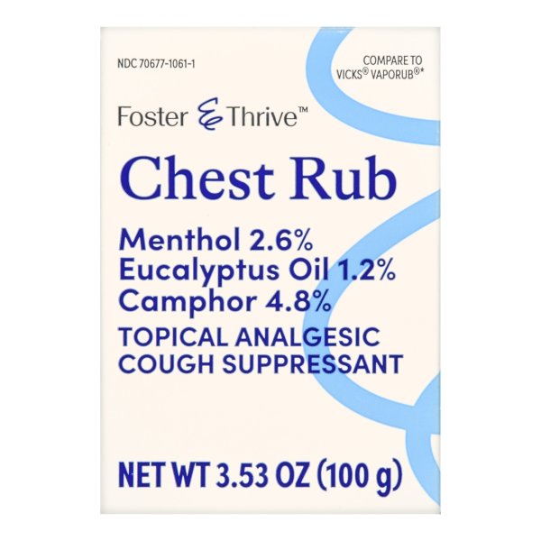 Foster & Thrive Chest Rub Ointment, Camphor 4.8% / Menthol 2.6 % / Eucalyptus Oil 1.2% / 3.5 oz. 1 Each 24539759