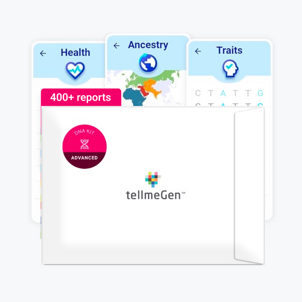 tellmeGen Advanced DNA Test Kit with 400+ Health, Ancestry, Traits & Fitness Reports, Personalized Genetic Reports and DNA Relative Connect with Lifetime Updates Included