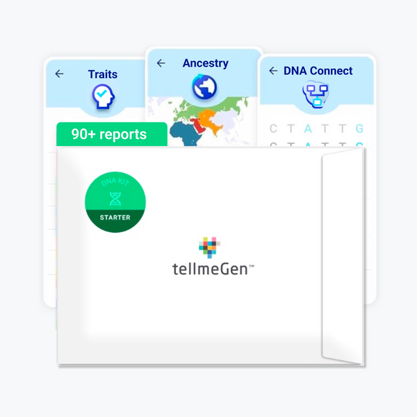 tellmeGen Starter DNA Test Kit with 90+ Ancestry, Traits and Fitness Reports, Personalized Genetic Reports and DNA Relative Connect with Lifetime Updates Included