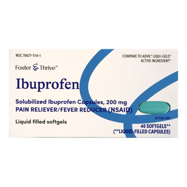 Foster & Thrive Pain Relief, 200 mg Strength Ibuprofen Softgel Tablets, 40 per Bottle 63305231