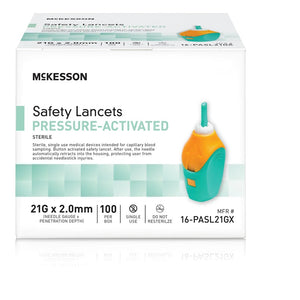 McKesson Safety Lancet 21 Gauge Retractable Pressure Activated Finger 20751645