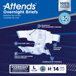 Attends Extended Wear Overnight Briefs, Heavy Absorbency, White 83327603 45376900