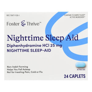 Foster & Thrive Sleep Aid Caplets, 25 mg Strength, Diphenhydramine HCl, 24 per Box  28947590