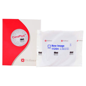 New Image CeraPlus Ostomy Barrier, Trim to Fit, Extended Wear, Adhesive Tape Borders, 70 mm Flange, Blue Code System, Up to 2-1/4 Inch Opening, Box of 5 74265035