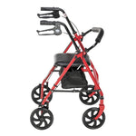 Drive Medical Four Wheel Rollator Walker with Fold Up Removable Back Support - 300 lbs. Weight Capacity, Red