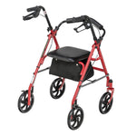 Drive Medical Four Wheel Rollator Walker with Fold Up Removable Back Support - 300 lbs. Weight Capacity, Red