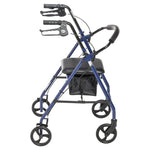 Drive Medical Four Wheel Rollator Walker with Fold Up Removable Back Support - 300 lbs. Weight Capacity, Blue