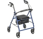 Drive Medical Four Wheel Rollator Walker with Fold Up Removable Back Support - 300 lbs. Weight Capacity, Blue