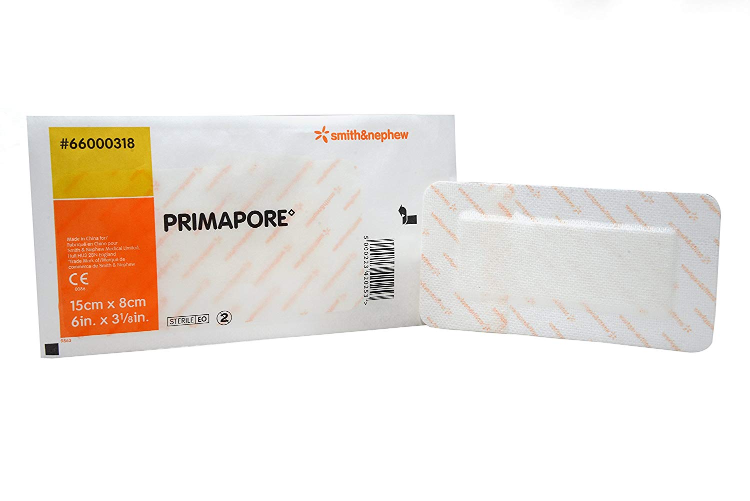 Smith & Nephew Primapore Adhesive Dressing: White, 6" x 3.125", Adhesive, Nonwoven, Latex-Free, Sterile, 20 Count Smith & Nephew Primapore Adhesive Dressing: White, 6" x 3.125", Adhesive, Nonwoven, Latex-Free, Sterile, 20 Count