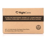 RightCare Class 100 processed 12” Hand Specific Gamma Sterilized Cleanroom Nitrile Gloves, Powder-Free, Case of 200 Pairs 85018114