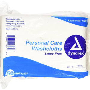 Dynarex Washcloth 10 x 13 Inch White Disposable, 500 per Case 92537680
