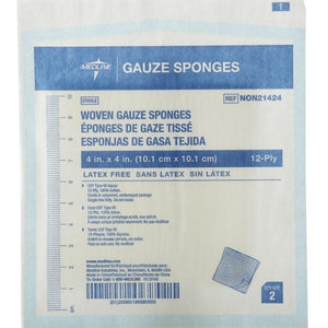 Medline Woven Sterile Gauze Sponges: 4" x 4", 12 ply, 50 Count