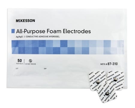 McKesson EKG Snap Electrode, Monitoring, Non-Radiolucent, Bag of 50