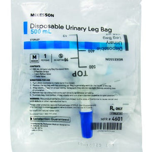 McKesson Urinary Leg Bag, Anti-Reflux Valve, 500 mL, Vinyl, 1 Bag