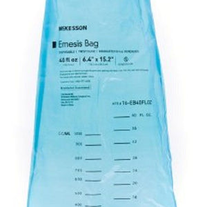 McKesson Emesis Bag 40 oz. Blue, 1000cc, Sleeve of 25