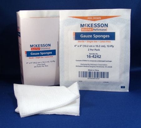 McKesson 16-4242 Sponge Cotton Gauze Box of 50