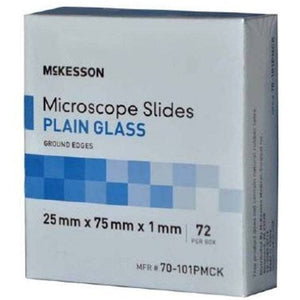 McKesson Microscope Slide, 25 X 75 X 1 mm, Plain, Box of 72