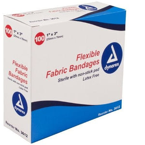 Dynarex Flexible Fabric Bandages: .75" x 3", 100 Count Tan 23278405