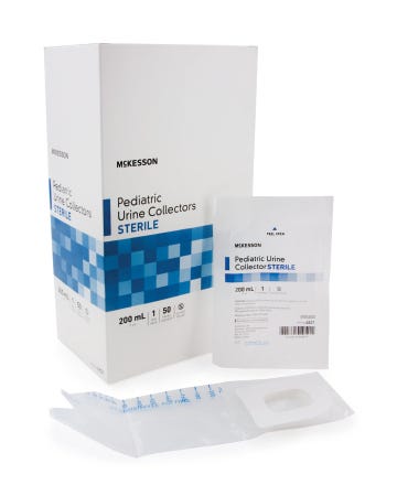 McKesson Pediatric Urine Collection Bag Polypropylene Adhesive Closure 200 mL (7 oz.) Sterile Box of 50