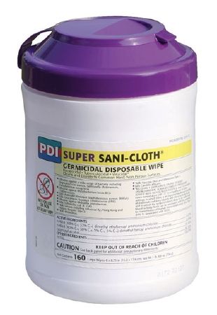 Professional Disposables Super Sani-Cloth Surface Disinfectant: 160 Count, Large, 6