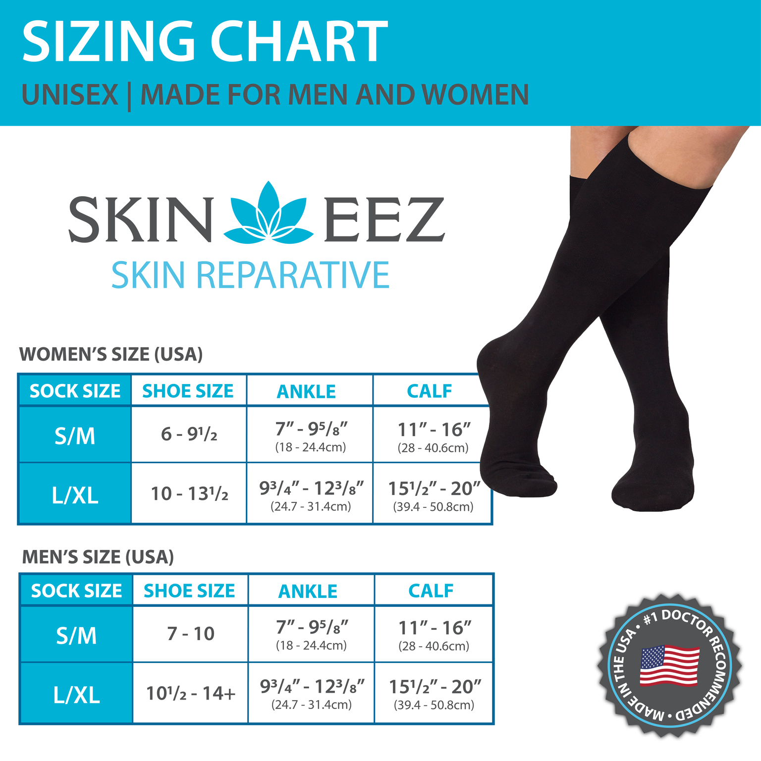 Skineez Medical Grade Advanced Healing Compression Socks, Clinically