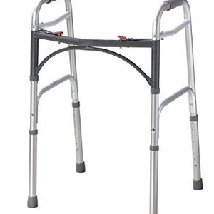 Drive Deluxe Dual Release Folding Walker, Adult, Aluminum, 350 lbs., 32 to 39 Inch