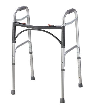 Drive Deluxe Dual Release Folding Walker, Adult, Aluminum, 350 lbs., 32 to 39 Inch
