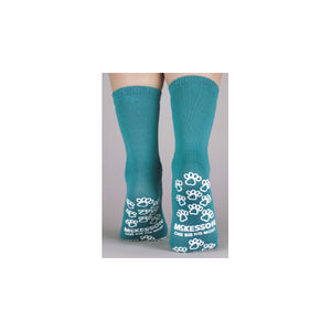 Mckesson Paw Prints Slipper Socks: 2 Count, Teal, One Size Fits Most