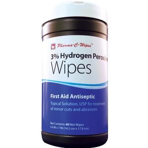 Pharma-C-Wipes First Aid Wipes 3% Hydrogen Peroxide Pre-Moistened, Pack of 40 41026688