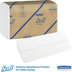 Kimberly Clark Scott C-Fold Towels: White, 10.125" x 13.15", 200 Sheets, 12 Count