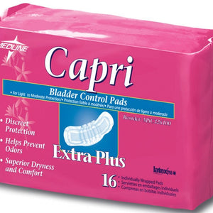 Medline Capri Bladder Control Pads: 3" X 10.5", 144 Count