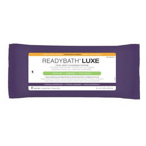 Medline ReadyBath LUXE Toatl Body Cleansing Heavyweight Washcloths: 8" x 8", Case of 24 Packs, 8 Wipes per Pack White 11490546
