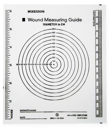McKesson Wound Measuring Guide, 5 X 7 Inch, Clear, Plastic, NonSterile, Pack of 100