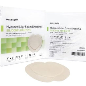 Silicone Foam Dressing McKesson 4845 7 X 7 Inch Sacral Adhesive with Border Sterile. 1 each