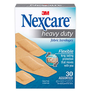 Nexcare 665-30PB Heavy Duty Flexible Fabric Bandages, Box of 30