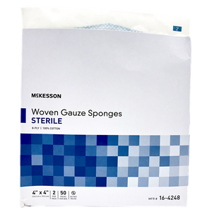 McKesson 164248 Cotton Gauze 8Ply 4 X 4 Inch Square Sterile. Box of 100