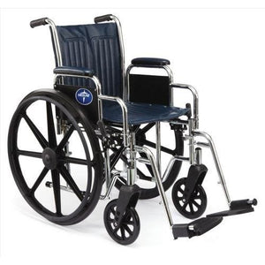 Medline Excel 2000 Wheelchair 16 Inch with Removable Desk-Length Arms and Swing Away Foot Rests (Narrow) - Black Upholstery 87456687